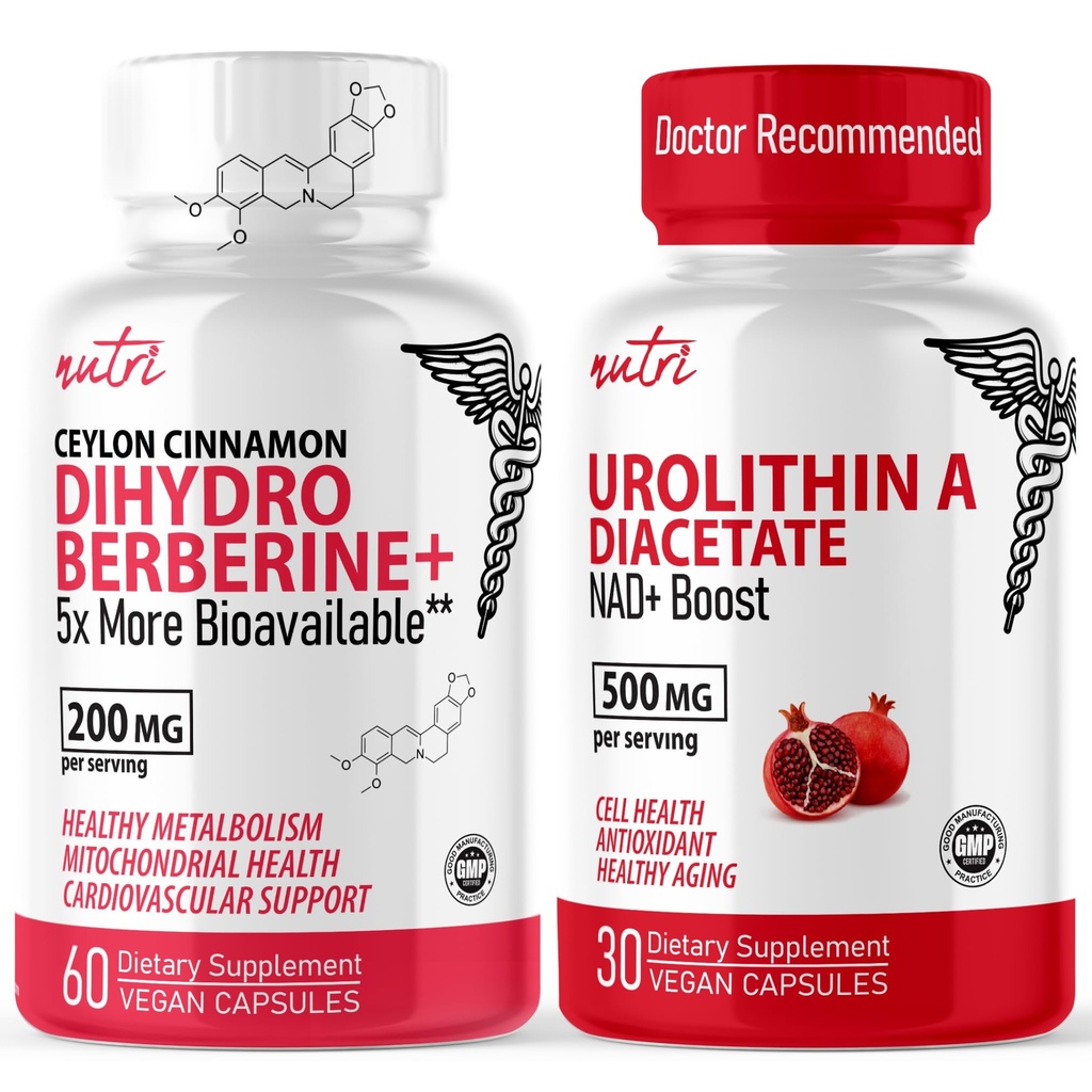 Nature's Fusions Nutri Dihydroberine (60 capsules) & Urolithin A Diacetaat 500mg Energy Booster Supplement