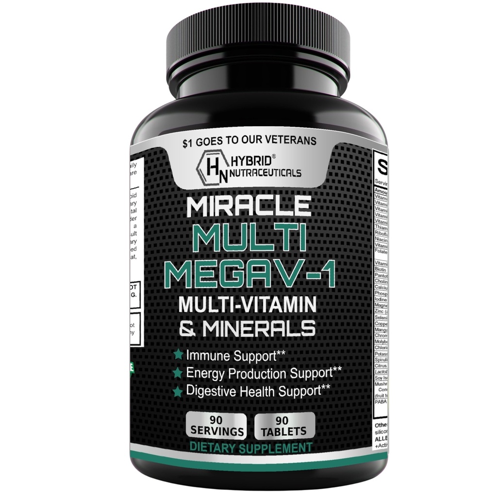 MEGAV-1 Multi-Vitamine, Superfood & Mineraal - Dagelijkse Multivitamine met Probiotica, Digestief Enzyme, Mushroom Complex voor Hartgezondheid, Immune Support, Energie & Uithoudingsvermogen - 90 tabletten
