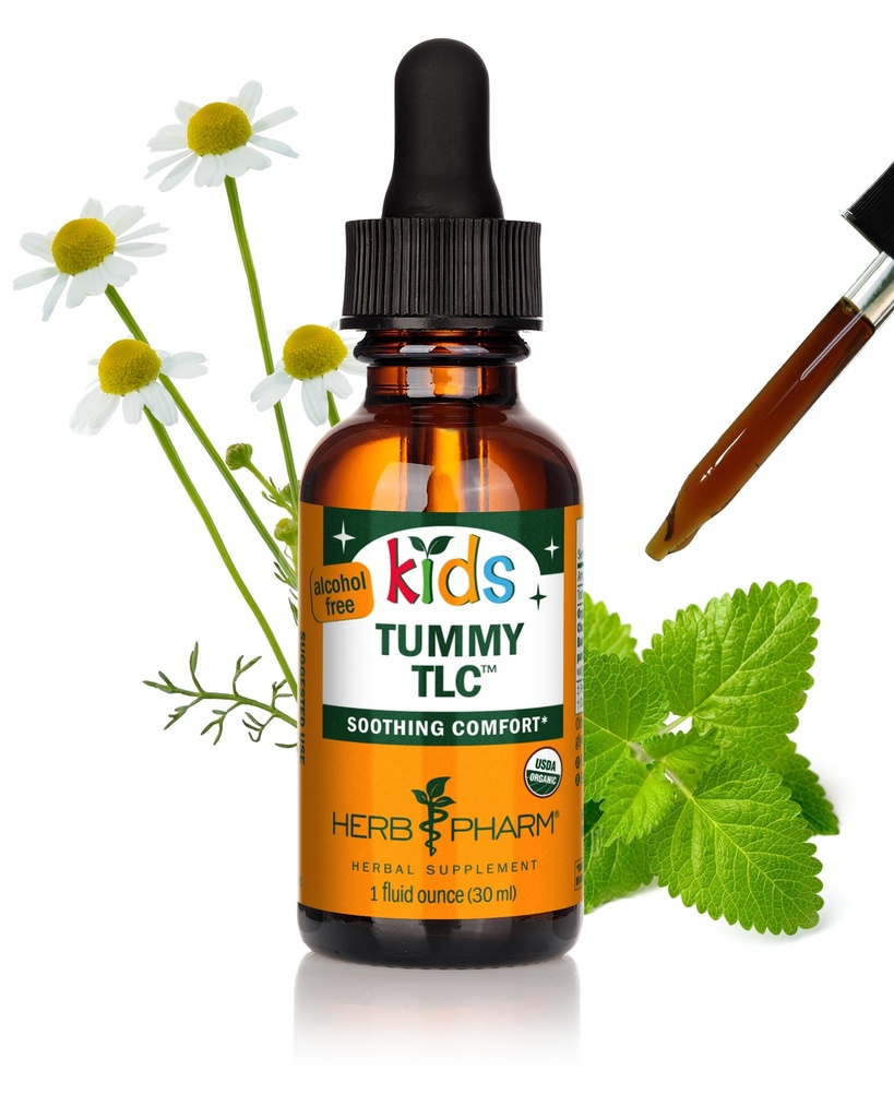 Herb Pharm Kids Tummy TLC™: Sugar-Free Herbal Digestive Supplement, Blend of Chamomile, Fennel & Ginger for Digestive Upset, Nausea & Fussiness, Alcohol-Free, Up to ~144 Servings Per Bottle, 1 oz*