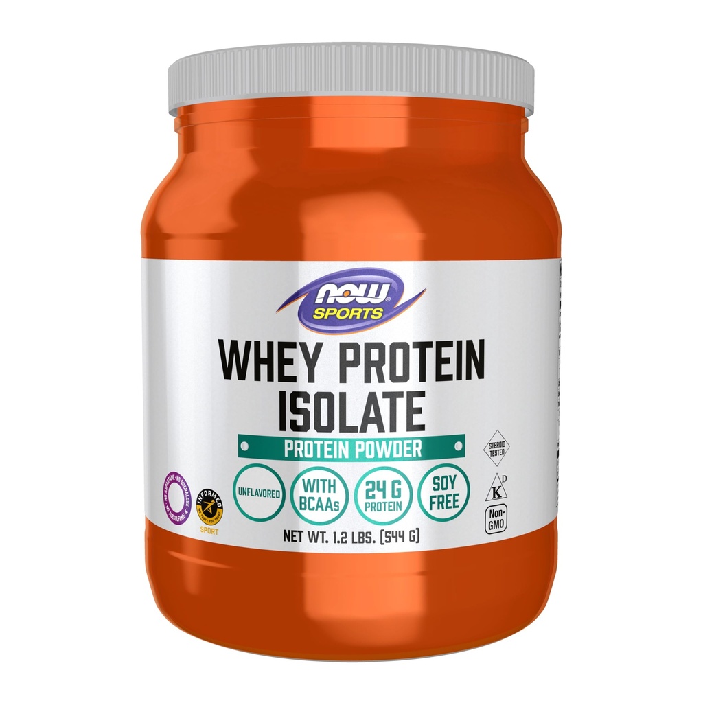 NOW Foods Sports Nutrition, Wei Protein Isolaat, 25 g met BCAA's, Ongearomatiseerd Poeder, 1,2-pond