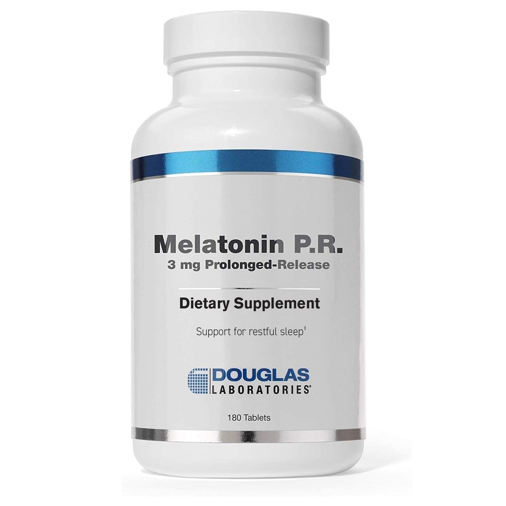 Douglas Laboratories Melatonine Langdurige afgifte - 3 mg Melatonine - Slaapondersteuning Supplement - voor Hormone Balance, Ontspannen, Antioxidanten & Immuun System* - 180 tabletten