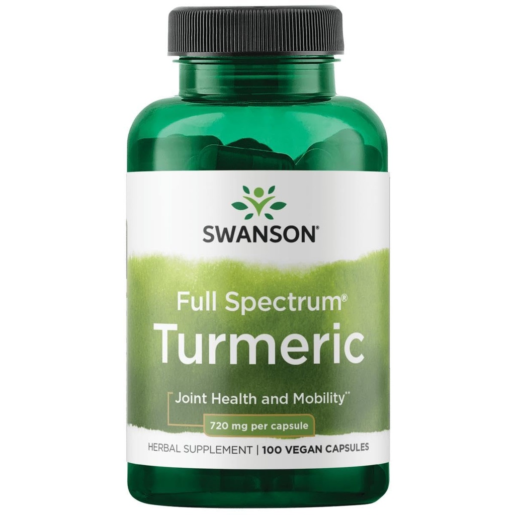 Swanson Full Spectrum Turmeric - Supplément à base de plantes appuyant la santé et la mobilité conjointes - Formule naturelle soutenant la santé digestive - (100 capsules, 720mg chacune)