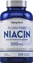 Piping Rock Niacin 500mg | Flush Free | 240 Capsules | Vitamin B3 Supplement | Non-GMO, Gluten Free