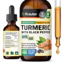 BIO KRAUTER Kurkuma supplement Tinctuur - 1200 mg Kurkuma Curcumine met Black Pepper Extract - Alcohol en Suikervrij - Vegan Drops 2 Fl.Oz.