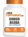 BulkSupplements.comginkgo Biloba Capsules d'extrait - Ginkgo Biloba provenant de feuilles, supplément à base de plantes - végétalien, 1 Capsule par portion, 180 Compte (paquet de 1)