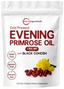 Micro ingrédients Huile de Primrose pour le soir 1300mg par portion, 240 Softgels Enhanced with 40mg Extrait de Cohosh noir, pressé à froid – 10% GLA actif, non-OGM, sans gluten, facile à avaler