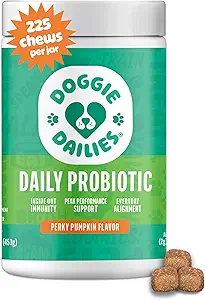 Doggie Dailies Probiotica voor honden - Geavanceerde Honden Probiotica met Prebiotica - Bevordert Digestieve Gezondheid - Ondersteunt Immune System en Algemene Gezondheid (Pumpkin) 225 Zachte Kauwen