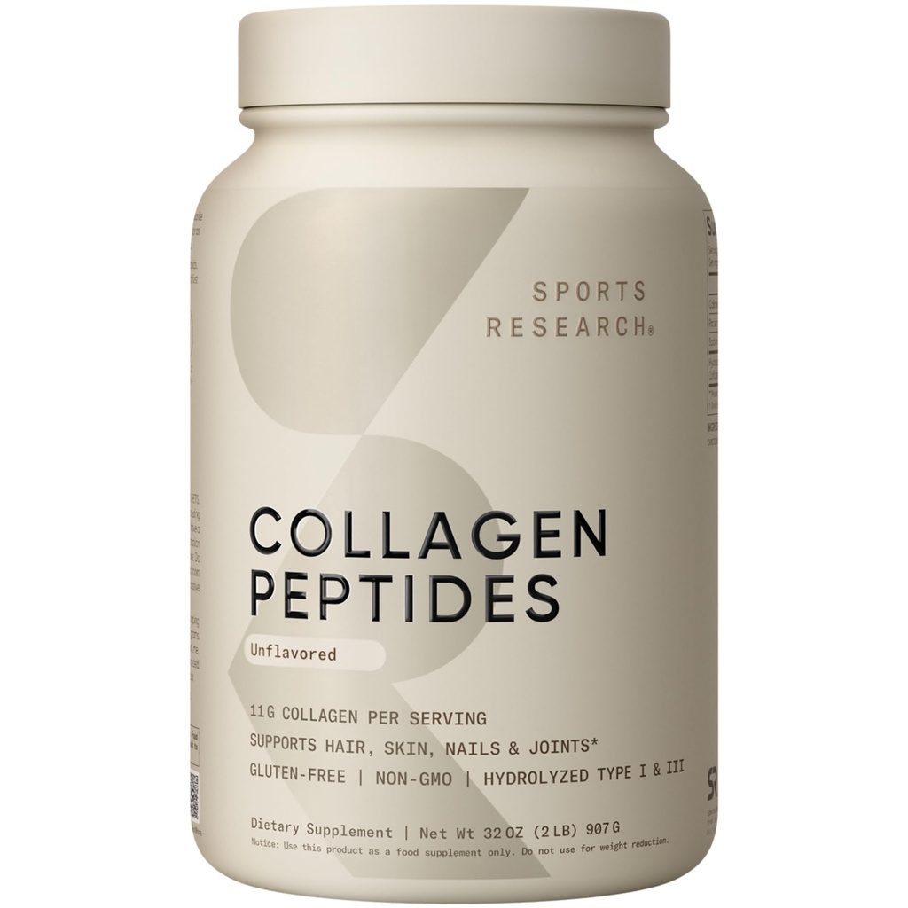 Sportonderzoek Collageen Peptiden - Gehydrolyseerd type 1 & 3 Collageen Poeder Proteïne Supplement voor een gezonde huid, nagels, & gewrichten - Easy Mixing Vital Nutriënten & eiwitten, Collageen voor vrouwen & mannen