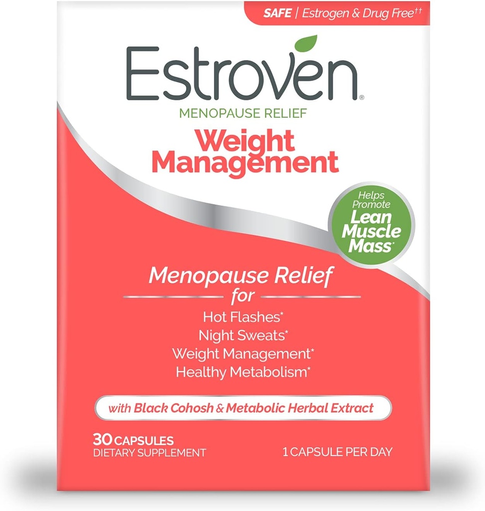 Estroven Menopauze Relief Weight Management 60 & 30 Tel klinisch bewezen Beheer van gewicht Hot Flashes Nachtkleding