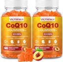 2 Pack CoQ10 Gummies 3000 mg - Plus Omega-3, Vitamine B3 & Zink, Hoge Absorptie Co-enzym Q10 Supplementen voor Cellular Energy & Antioxidant Support, Vegan 120 Tellen