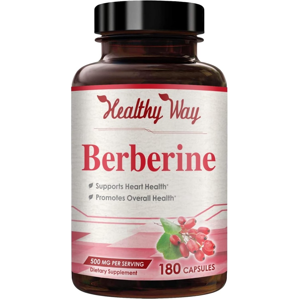 Supplément Berberine haute résistance 500mg - Une fois par jour Potent Berberine 500mg Antioxydant Quercetin Supplément pour le vieillissement cardiaque et le soutien de la vitalité - Vegan Friendly & Made in the USA (180 portions)