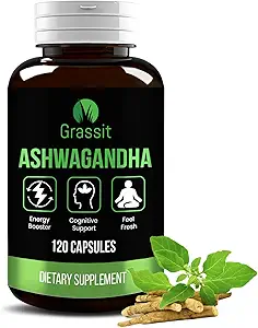 Grassit Ashwagandha Supplement 500 mg/120 Capsules Best Naturals Ashwagandha Capsule voor algehele welzijn