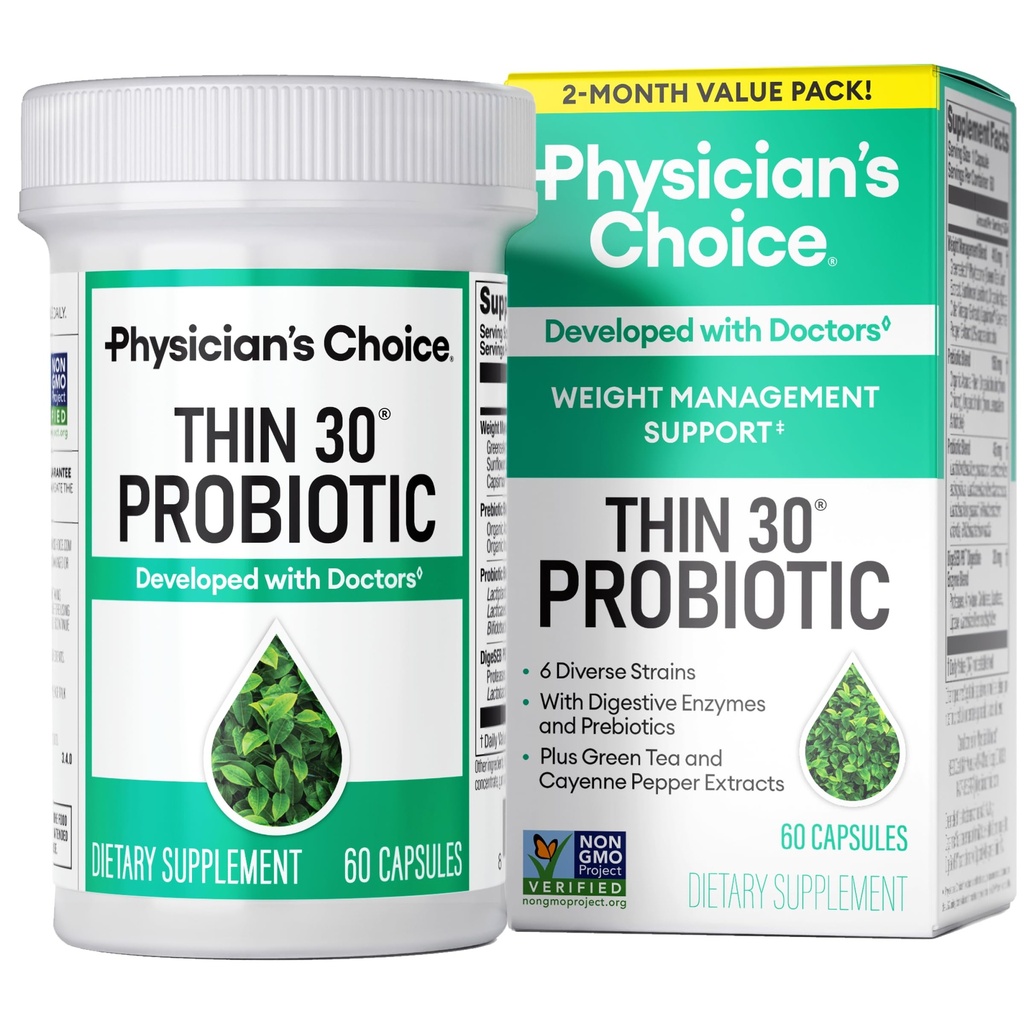 KEUZE Probiotica voor gewichtsmanagement & opgeblazen - 6 Probiotische strains - Prebiotica - Belangrijkste ingrediënt Cayenne - Ondersteunt Gut Health - Gewichtsmanagement voor vrouwen & mannen - Groene thee - 60 CT