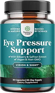 Support de pression oculaire avec extrait de bilberry - Vegan Eye Health Supplément pour adultes pour le soulagement de la pression oculaire avec safran Ginkgo Niacine et plus de vitamines Vision Support (2 mois d'approvisionnement)