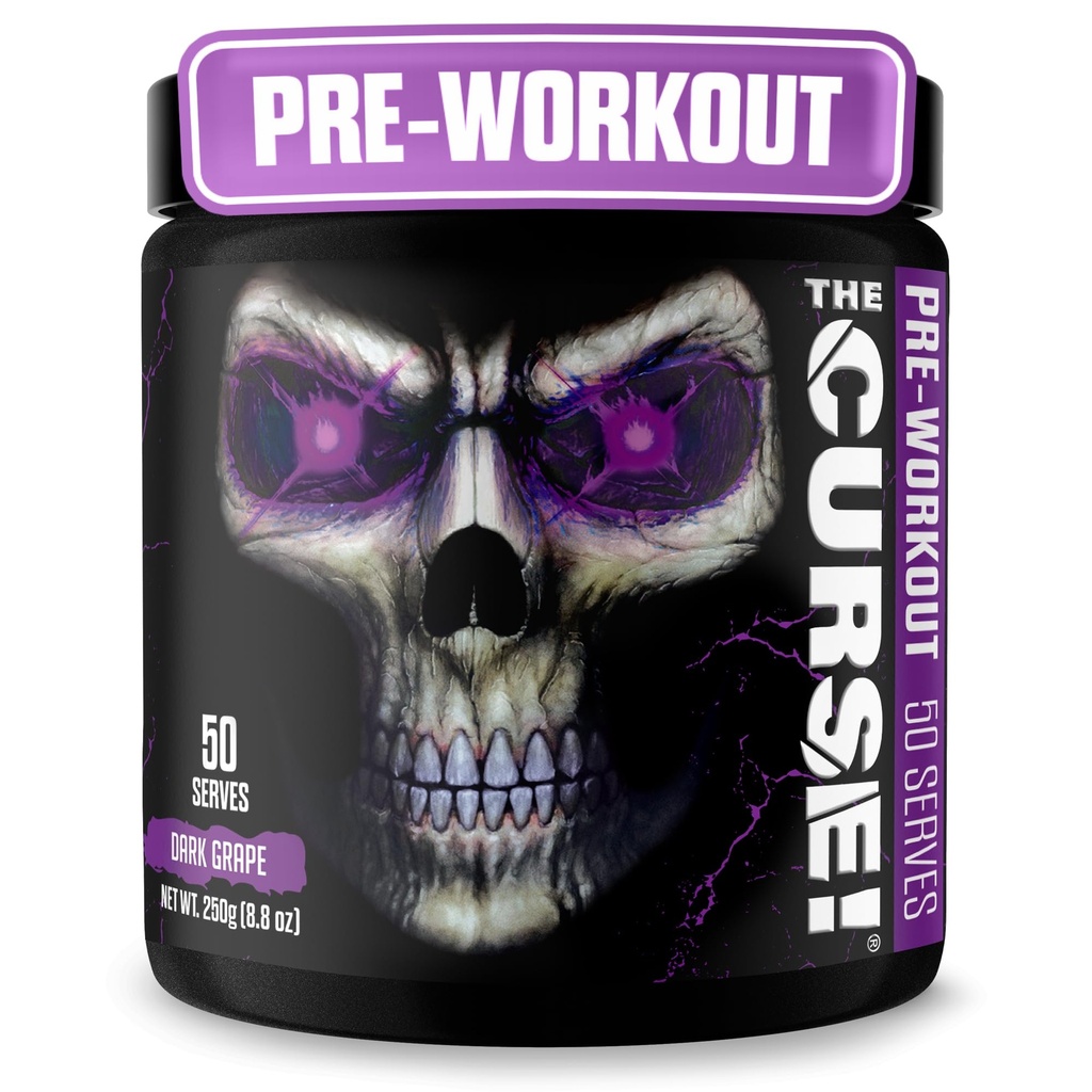 JNX SPORTS The Curse! Voorbehandeling Powder for Men & Women, Cafeïne, Beta-Alanine, Creatine, L-Citrulline, 50 Servings, Dark Grape Flavor Boost Energy, Strength & Focus