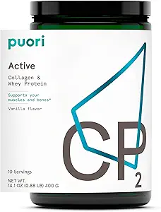 Puori Wei Proteïne Poeder met Collageen, CP2 Active, Pasture Raised, Grass-Fed & Non-GMO - 100% natuurlijk en zuiver voor spiergroei - 14,8G Proteïne 0,88lbs