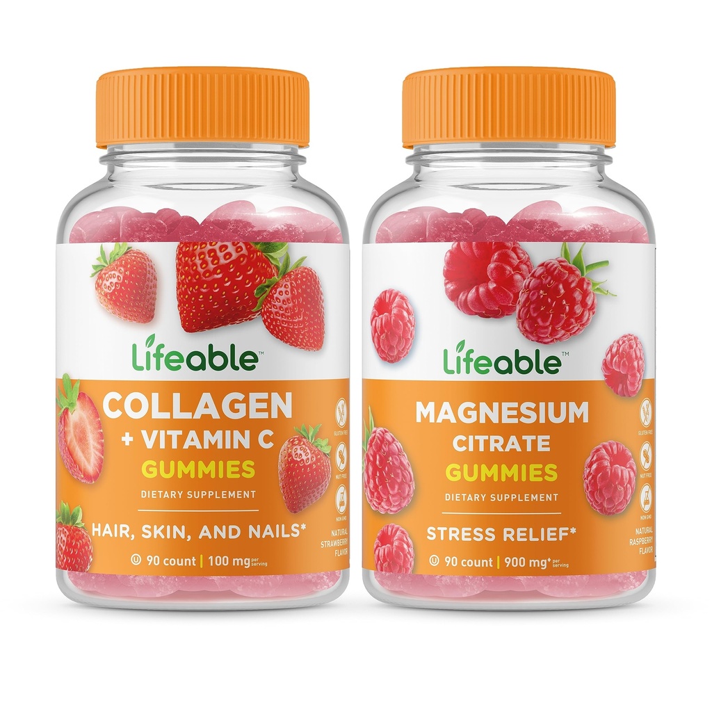 Levensbaar Collageen & Vitamine C + Magnesium, Gummies Bundle - Grote Proeverij, Vitamine Supplement, Glutenvrij, GGO-vrij, Kauwgom