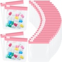 24 Pieces Pill Pouch Bags Zippered Pill Pouch Set Herbruikbare Translucent Medicine Organizer Self Sealing Medicine Bag Travel Plastic Pillen Tassen met schuifslot Pill Baggies voor pillen (Lichte Roze)
