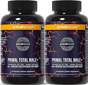 Primal Harvest Total Male+ Multivitamine voor mannen met essentiële vitamines, mineralen en kruidenondersteuning voor energie, vitaliteit, immuungezondheid en prestaties