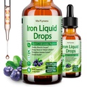 Liquid Iron Supplement voor vrouwen mannen & kinderen, Vegan Iron Drops met vitamine C D, B12, B-complex, hoge potentie vloeistof met multivitamine voor anemie, energiesteun, bloed, magnesium zacht