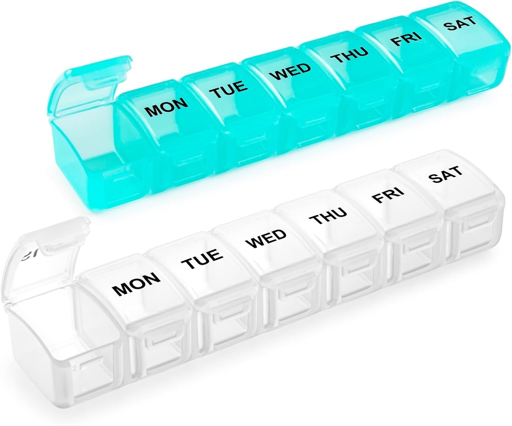 Kleine pil Organisator 2 keer per dag, 2 Pack 7 Dag pil Box 1 Tijd per dag, Reizen Vriendelijke dag Nacht Vitamine Organisator, Weekly AM PM Pill Case Container