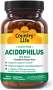 Country Life Acidophilus Probiotic Supplement for Women & Men - Free from Common Allergens - 2,4 miljard CFUs to Support Digestive Health - Dairy-Free, Non-GMO, 100 Vegan Capsules