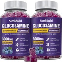 2 packs Glucosamine Chondroitin Gummy - 3000MG Supplément de soutien articulaire extra-fort avec MSM & Elderberry, Flexibilité, antioxydant Immune Support Gummy pour adultes, hommes et femmes
