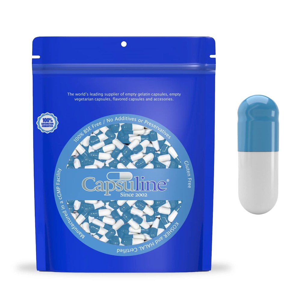 Capsulin Gekleurde grootte 000 Lege Gelatine Capsules Blauw/Wit 1000 Tellen