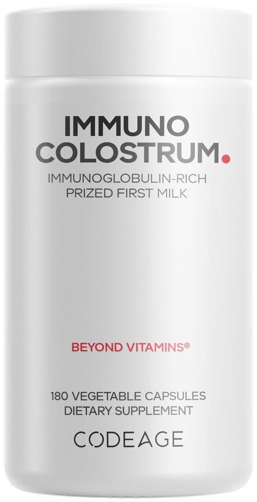 Codeage Colostrum Supplement, Grass-Fed Colostrum - Prijs Eerste Melk - Gras-Fineerde, Freeze-Dried - Vitaminen, Immunoglobulinen, Groeifactoren - Non-GMO, Gluten-Free - 180 Capsules