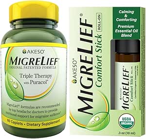 MigreLief Migraine Combo pour adultes et adolescents - Supplément quotidien et huiles essentielles rouler