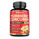 Satoomi 6in1 Curcumine curcumine curcumaire supplémentaire - 3 mois d'approvisionnement - 95% Curcuminoïdes avec racine de gingembre, bulbe d'ail, romarin et poivre noir - 90 capsules