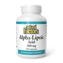 Natuurlijke factoren Alfa-Lipozuur 200 mg, Antioxidant Ondersteuning, 120 Capsules