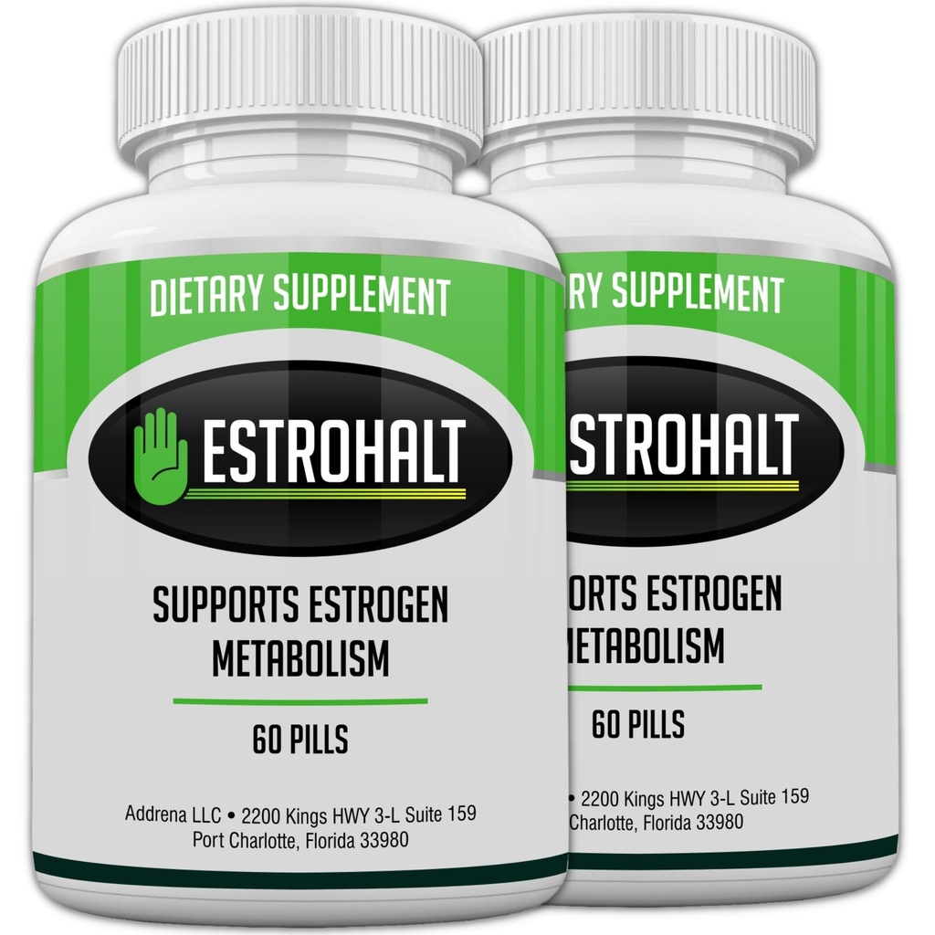 Estrohalt 2 Pack 120 Pillen- Best Estrogen Blocker DIM Supplement (diindolylmethaan) en Indole-3-Carbinol (I3C) voor vrouwen en mannen 