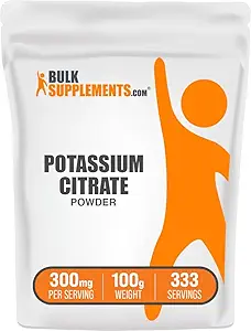 BulkSupplements.com Potassium Citrate Powder - Potassium Supplement, Electrolytes Supplement - Pure, Gluten Free - 310mg per Serving, Multiple Servings (100 Grams - 3.5 oz)