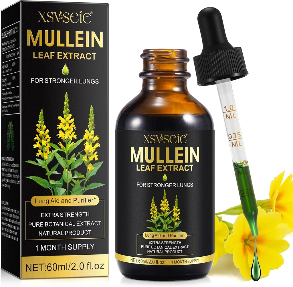 Gouttes de molléine pour les poumons, Extrait de molléine pour les poumons, Teinture d'extrait de molléine avec supplément naturel de chlorophylle Extrait de molléine pour le nettoyage pulmonaire et la santé respiratoire