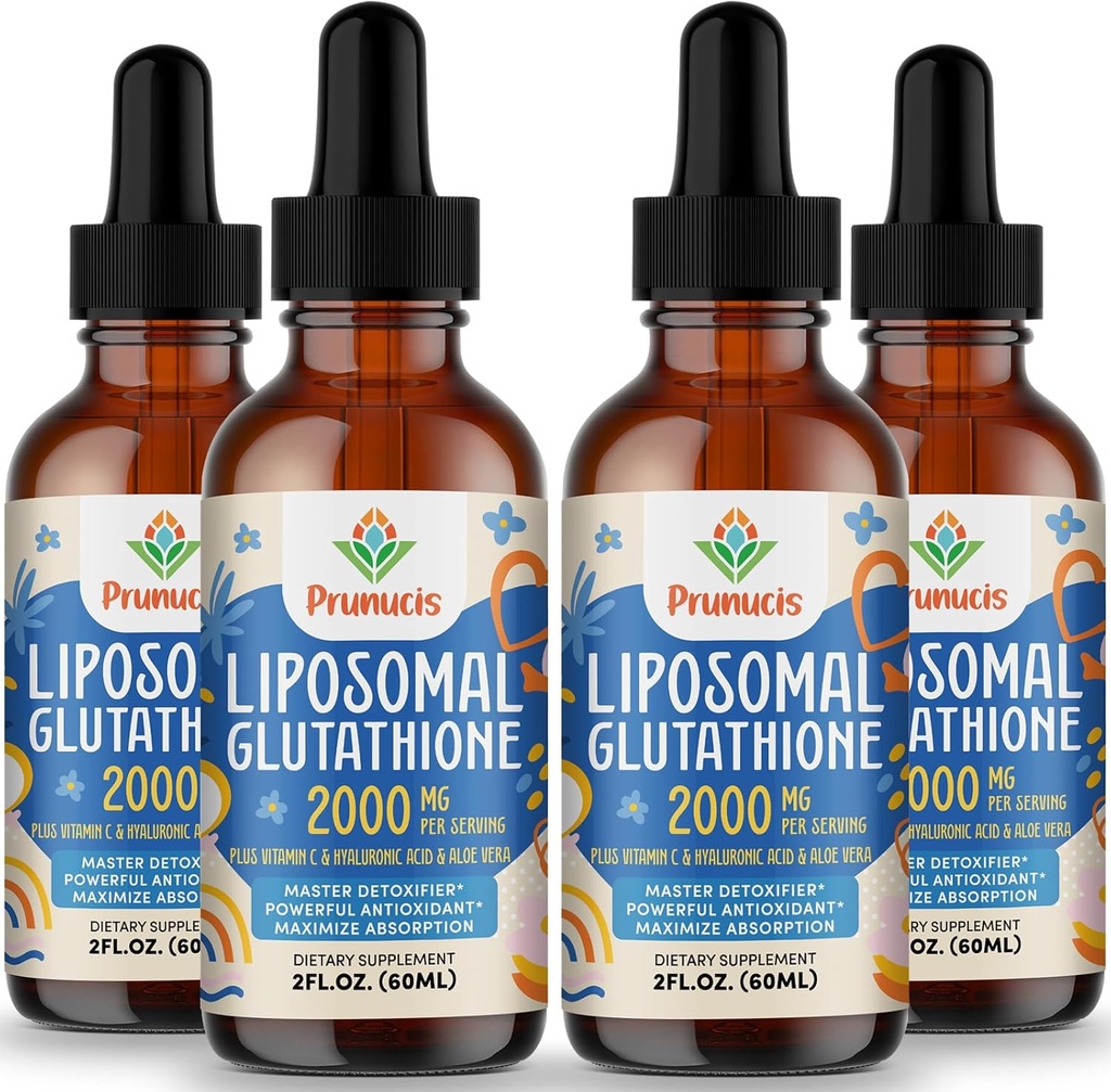 2000MG Liposomale Glutathion Vloeistof, 98% Absorptie, Actieve Vorm L-Glutathione Supplement, Vegan Vriendelijk, Krachtig Antioxidant Complex voor Immuun Systeem, Veroudering Verdediging, Detox,8 FL.OZ