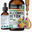 BIO KRAUTER Alcohol Detox Tinctuur - Leverreiniging & detox Formula - Melkdistel & Dandelion - Leverondersteuning Liquid Extract - Alcohol en Suikervrij - Veganistische druppels 2 Fl.Oz.