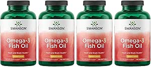 Swanson Omega 3 Fish Oil Supplement Harthersenen en gezamenlijke ondersteuning GGO-vrije EVA's 180 mg EPA Plus 120 mg DHA 150 Softgel Capsules Citroensmaak (4 Pack)