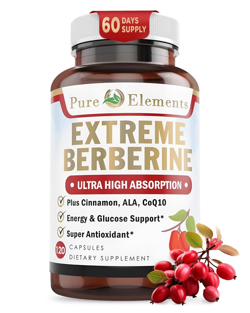 Extreme Berberine Plus met ALA, Coq10, Kurkuma, Kaneel, Bitter Melon, banaba Leaf, Korean Panax, Royal Jelly, en andere 21 Kruiden voor gezonde bloedsuiker en totale gezondheid en immuniteit