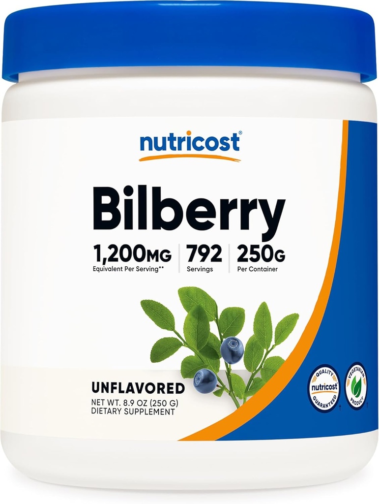 Nutricost Bilberry Poeder 250 Gram - Glutenvrij en niet-GMO