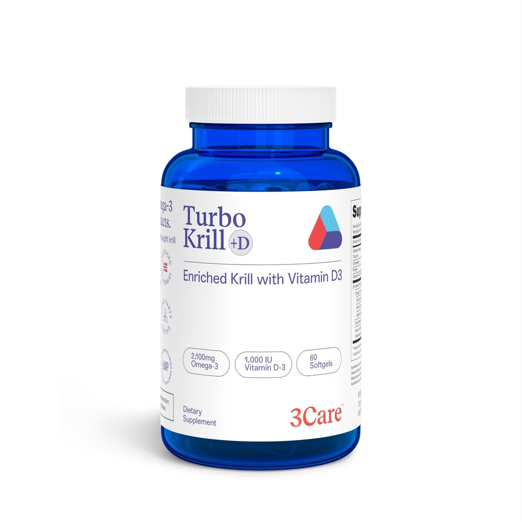 Turbo Krill 2100mg [High Concentrate] Krill Oil Plus 600 IE Vitamine D Omega 3 Supplement 60 Tel Softgels