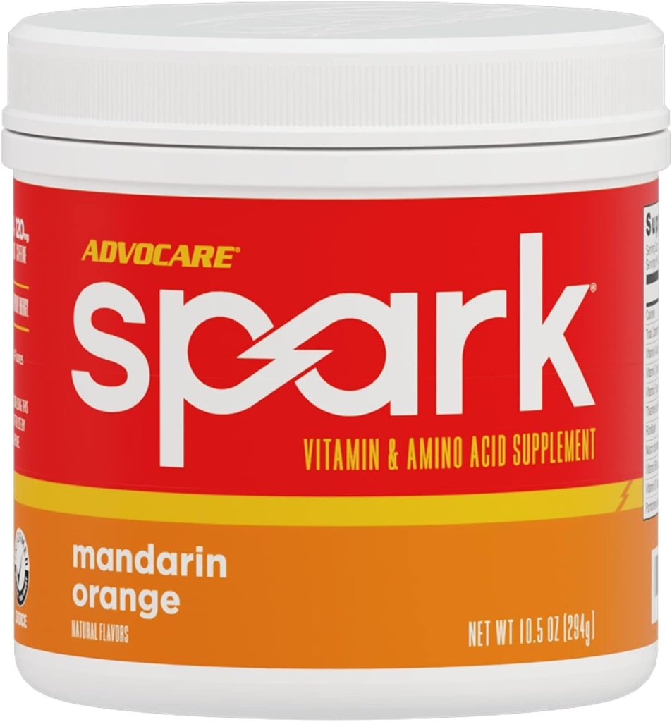 AdvoCare Spark - Mélange de boissons énergisantes - Supplément de vitamine et d'acide amino - Soutiens Énergie et Focus - Portable Immune Support - Sans sucre - Mandarine Orange (10,5 oz)
