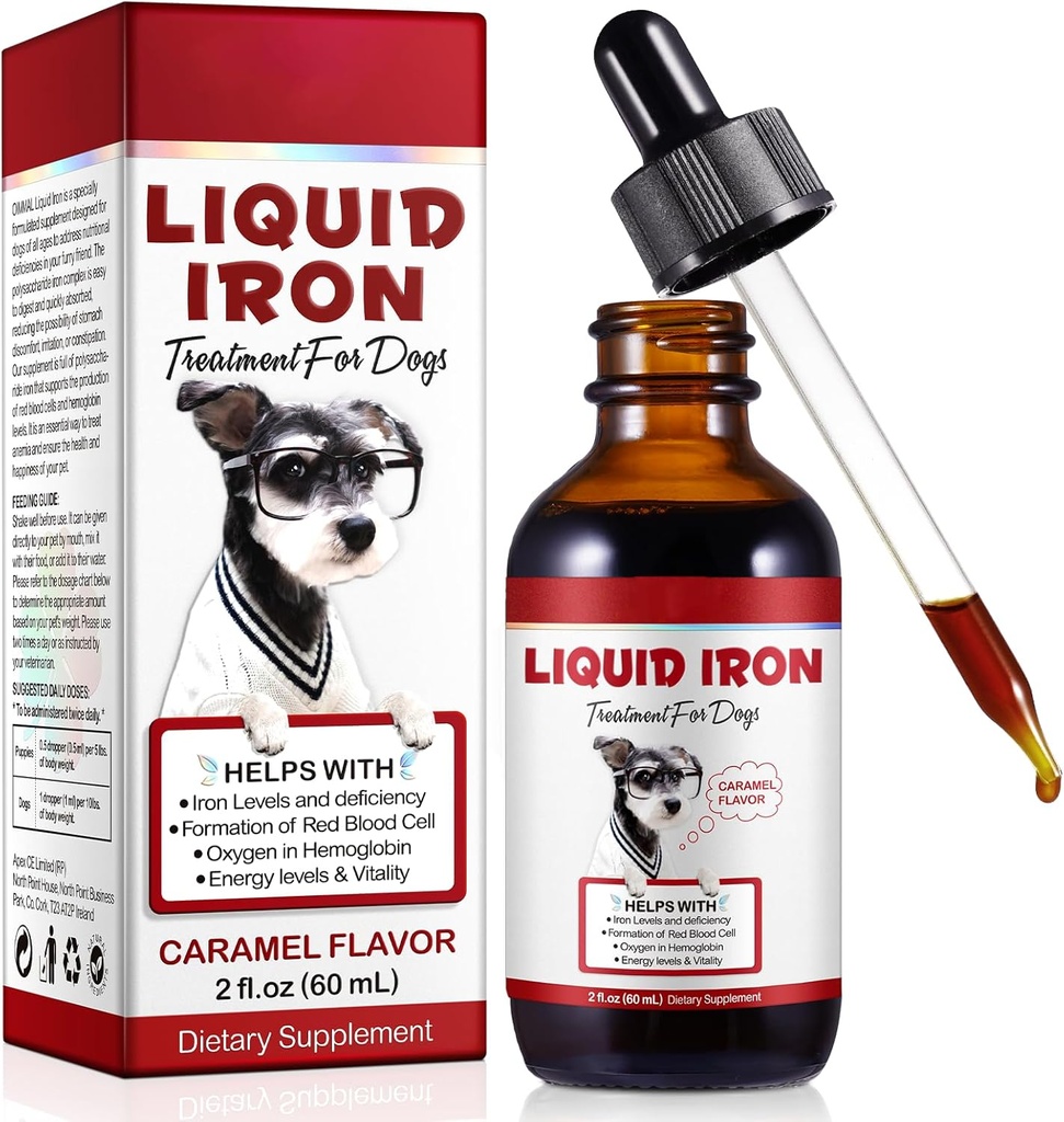 Vloeibaar ijzer Supplementen voor honden,LiquiI ijzer met vitamine C en B12,Ondersteunt anemie, lage enery niveaus en lethargy, Promotes bloed gezondheid, helpt met de vorming van rode bloedcel