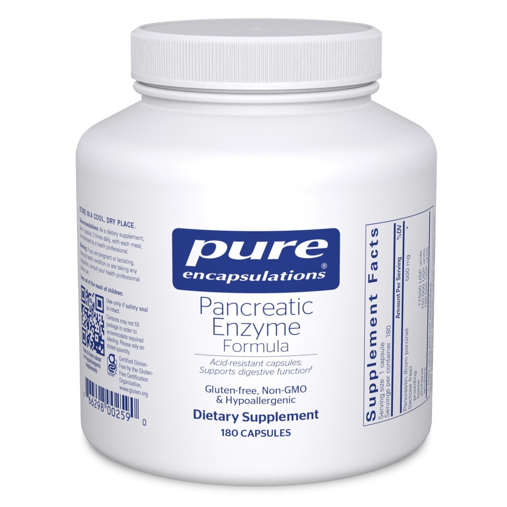 Pure Encapsulations Pancreatrische Enzyme Formula - Digestieve enzymen voor digestie - Versterkt Gut Health* - Gerichte afgifte Capsules - Glutenvrije & niet-GMO - 180 capsules