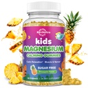 Kids Magnesium Gummies, Magnesium Glycinate Gummies for Kids & Adults with L-Theanine, Chamomile, Licorice, Vitamin D, B6 for Sleep, Relaxation, Brain & Muscle, Sugar Free Pineapple 60ct