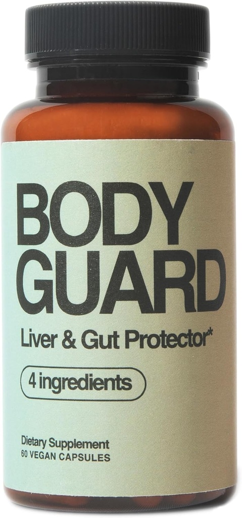 Bodyguard Liver Detox & Gut Health, Setria® Liposmal Glutathion 250mg, Master Antioxydant, Formule post-célébration, Soutien à la grippe rouge, Vegan, Sans gluten, Fabriqué aux États-Unis, 4 Ingrédients, 60 Capsules