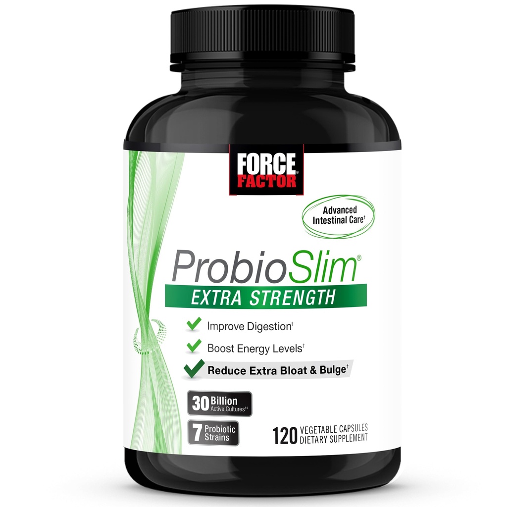 FORCE FACTOR ProbioSlim Extra Strength Probiotica voor vrouwen en mannen met 30 miljard CFU Probiotica voor Digestieve Gezondheid, Opgeblazen Hulp en Gut Health, met Prebiotic Fiber, 120 Capsules