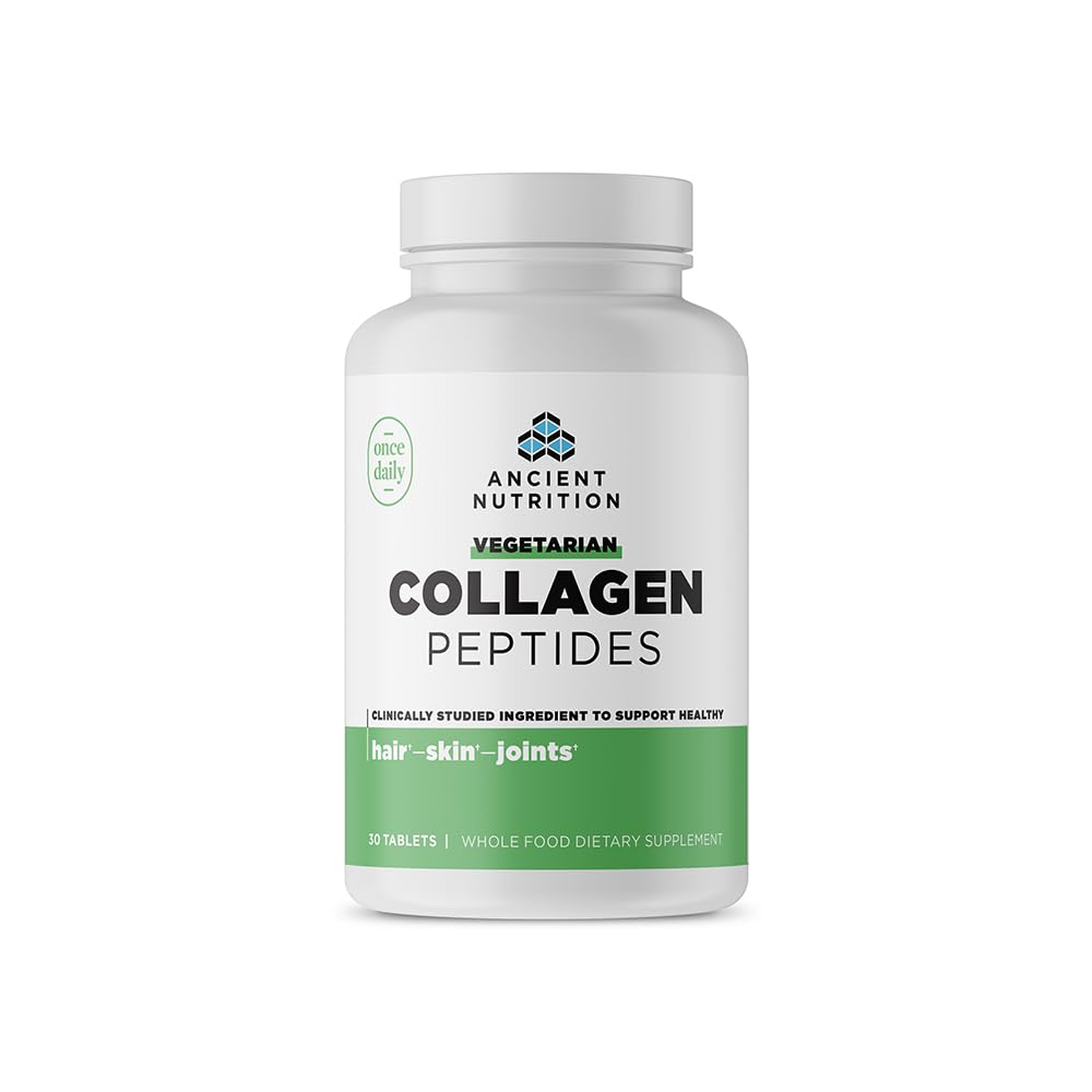 Oude Voeding Vegetarische Collagen Peptiden, Collageen Peptides Tablets, Collageen met Prebiotica en Probiotica, Ondersteunt gezonde huid, Haar, Gewricht, Vertering, Vegetarische Capsules, 30 Tellen