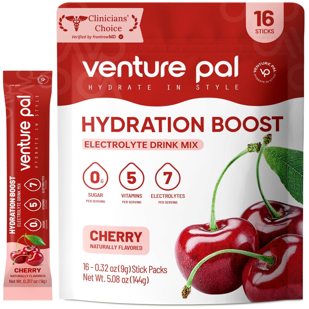 Venture Pal Sugar Free Electrolyte Powder Packets - Liquid Daily IV Drink Mix for Rapid Hydration & Party Recovery 5 Vitaminen & 7 Elektrolyten . Keto Friendly 