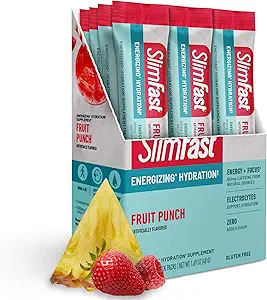 SlimFast Bundle: Intermitterende vasten Hydration Packets, Energizing Hydration, Fruit Punch 12 Count & Berberine Plus Capsules, Berberine Supplement, met Berberine hcl, en Kaneel Bark 30 Servers
